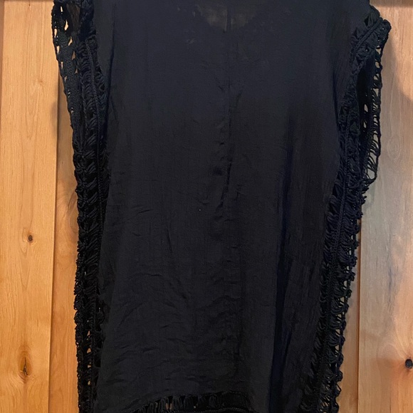 SHEIN SWIMSUIT BEACH COVER gauze like front/back, crotchet sides, collar, bottom - Picture 2 of 9